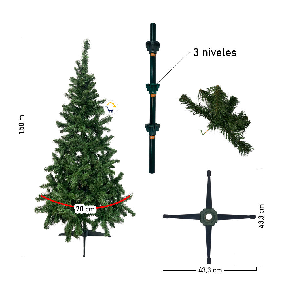 ÁRBOL NAVIDAD 1.50 METROS (240 RAMAS)