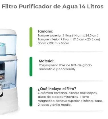 FILTRO PURIFICADOR DE AGUA 14,16 y 24 LITROS